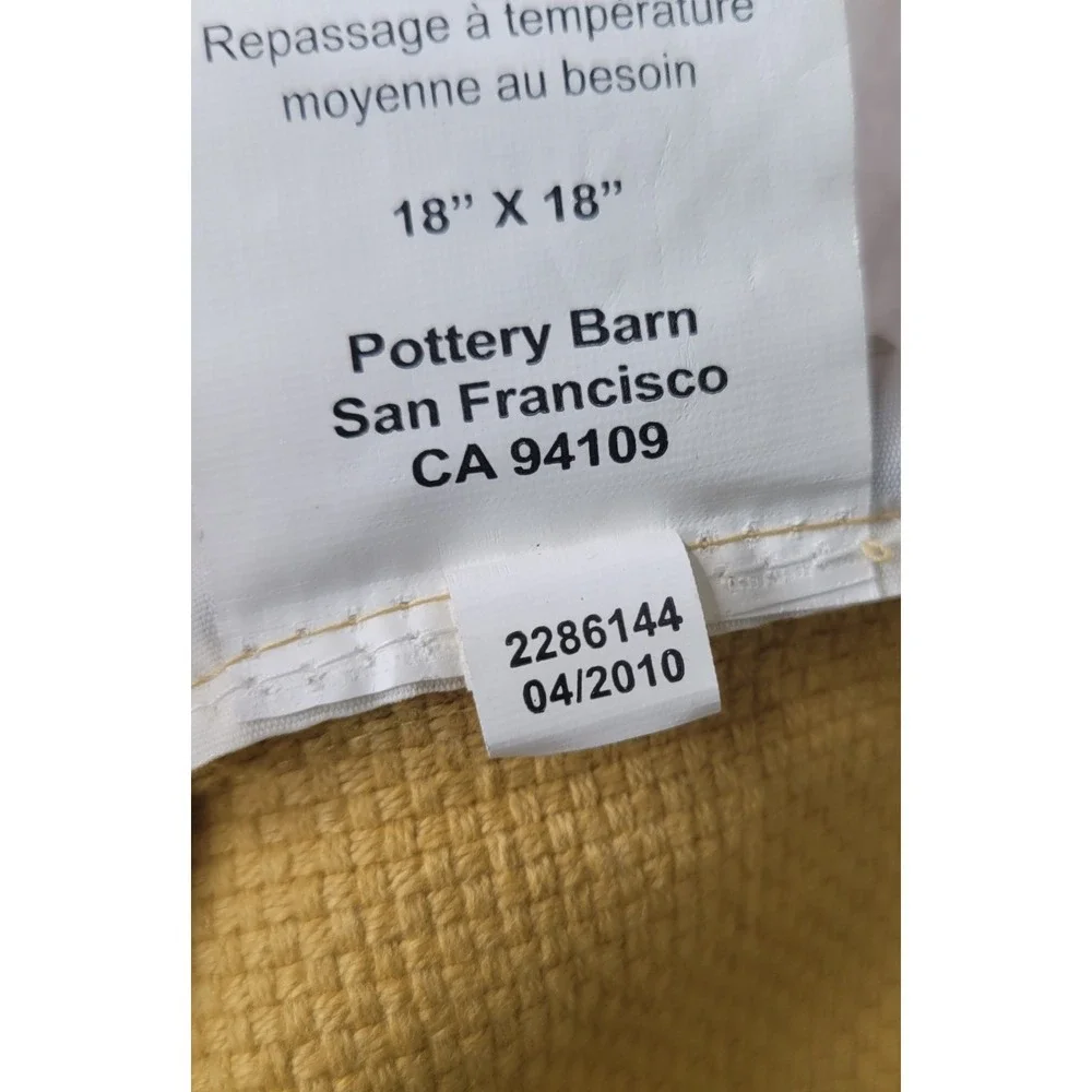 Pottery Barn Throw Pillow Set of 2 Yellow Square 18